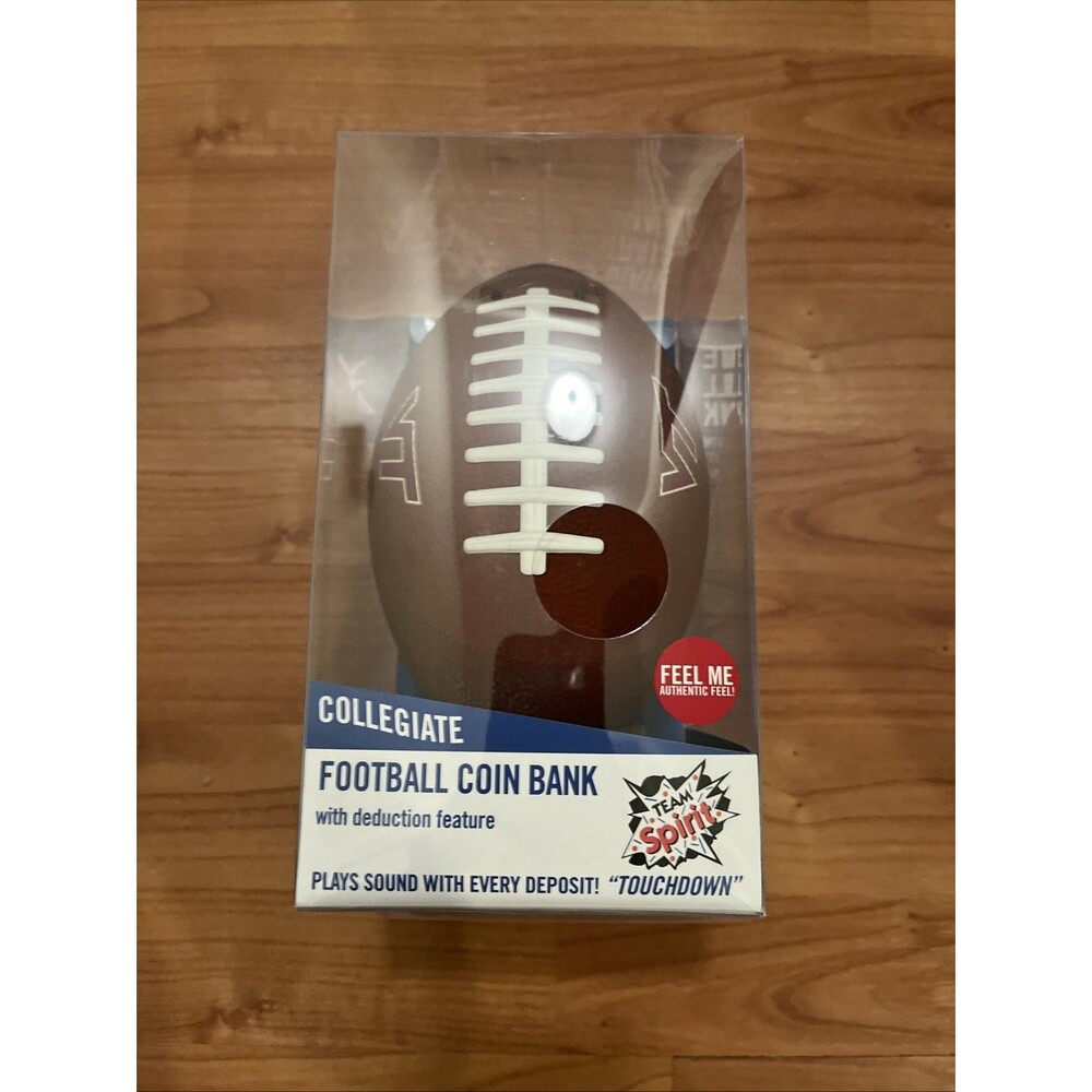 Football Coin Piggy Bank Authentic Feel "Touchdown Sound" Virginia Tech Hokies - Picture 3 of 16